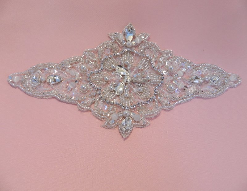 Silver Beaded Rhinestone Applique Valorose Tutus and Textiles