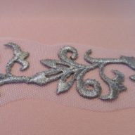 Embroidered Silver and Gold Metallic  Floral Trim-Iron on