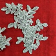 Applique Rose Pairs Silver and Royal iron on- smaller CAY91
