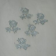 A Metallic Rose Spray Motif UB122-Silver x 5